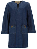Valentino Women Abito In Denim "Chambray"