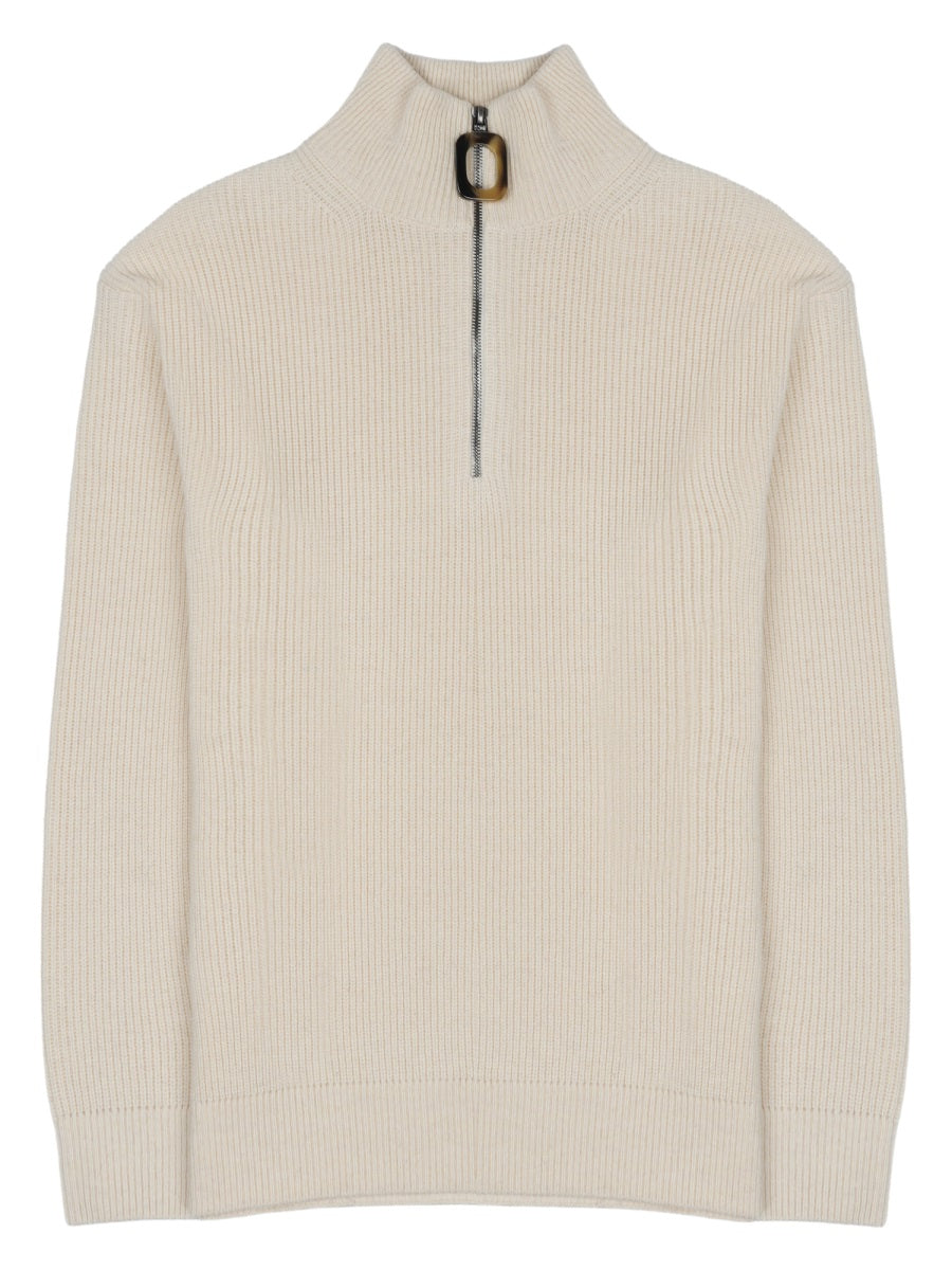Jw Anderson Men Maglia In Lana E Cotone Con Zip