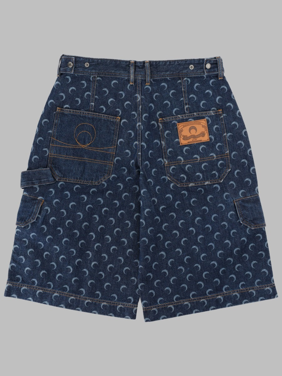 Marine Serre Men Shorts In Denim Con Stampa All Over