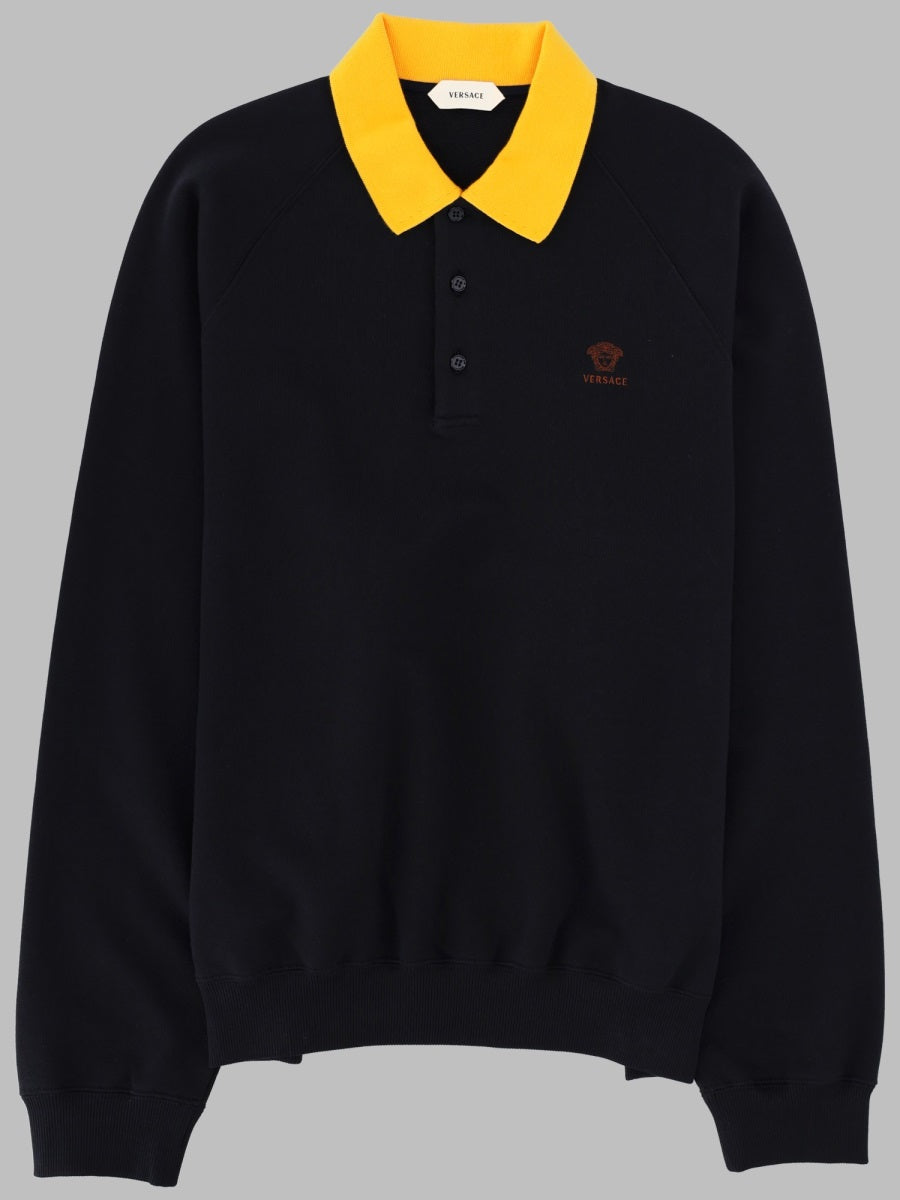 Versace Men Felpa Con Colletto Polo E Logo