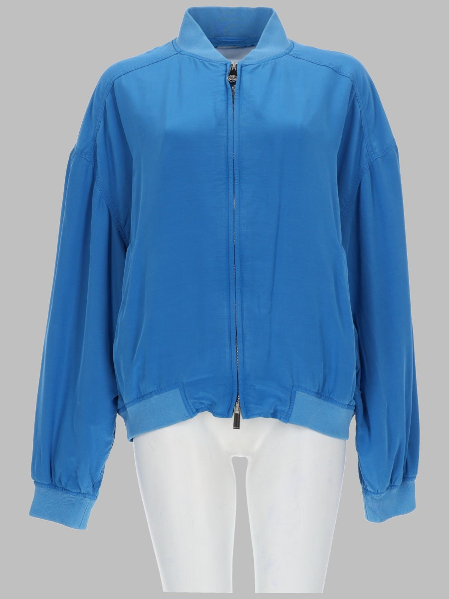 Versace Women Blouson Con Zip In Popeline Di Seta