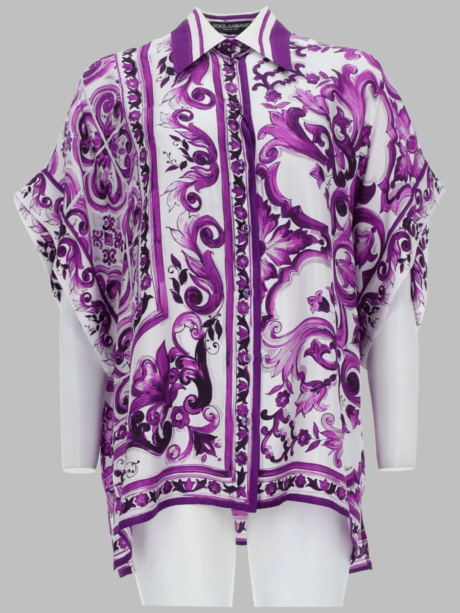 Dolce & Gabbana Women Camicia In Twill Stampa Maiolica