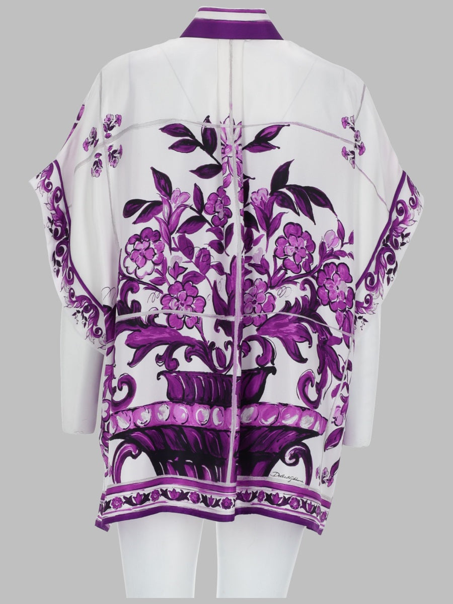 Dolce & Gabbana Women Camicia In Twill Stampa Maiolica
