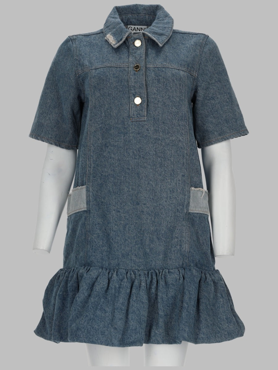 Ganni Women Abito In Denim Patchwork