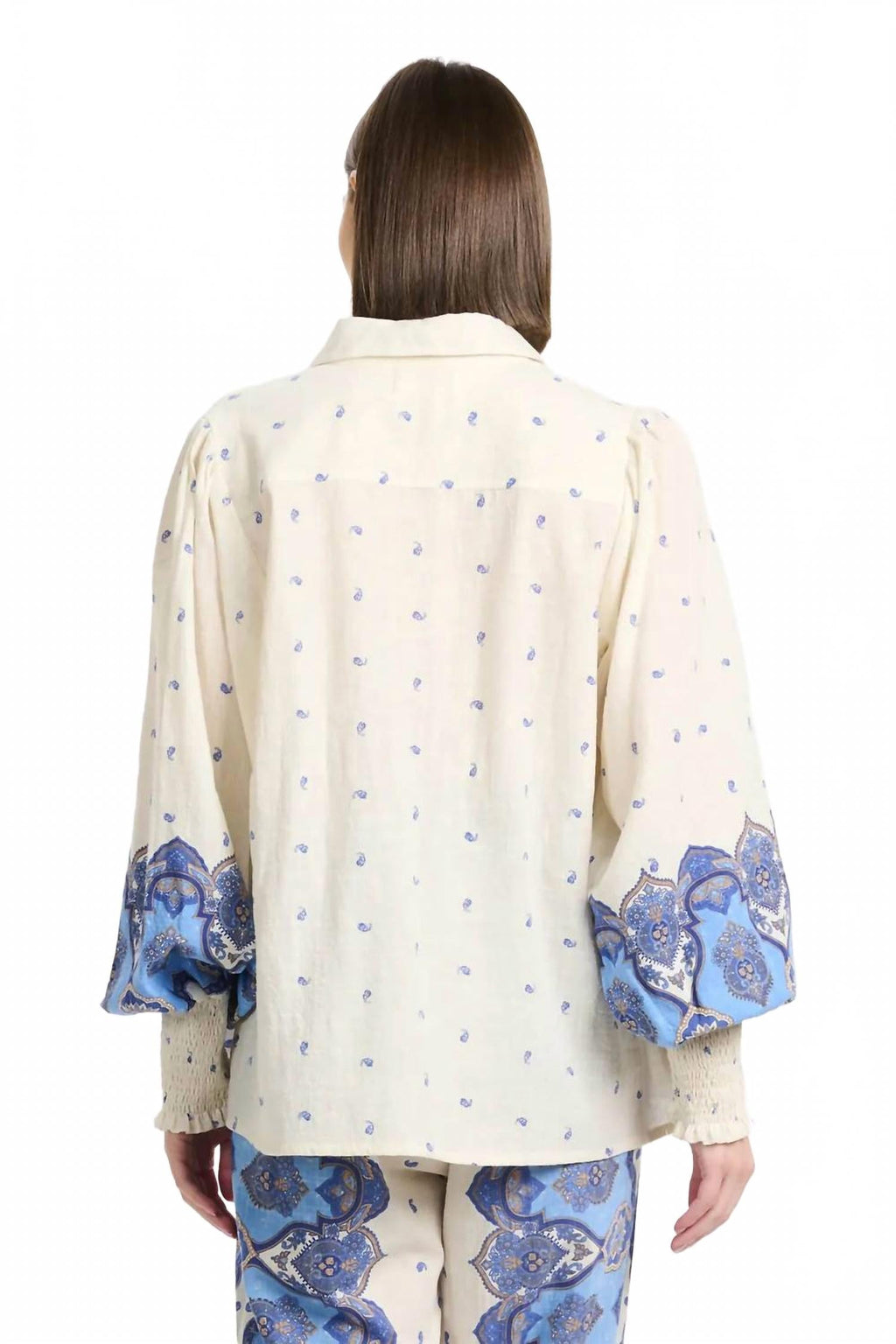 Viki Boho Shirt In Blue Paisley Print