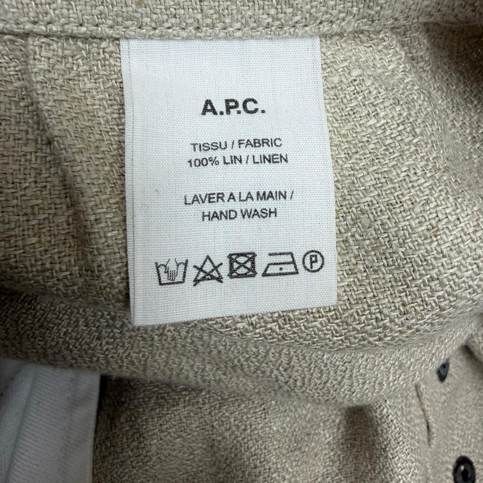 A.P.C. Button-Down Mini A-Line Skirt in Beige Linen