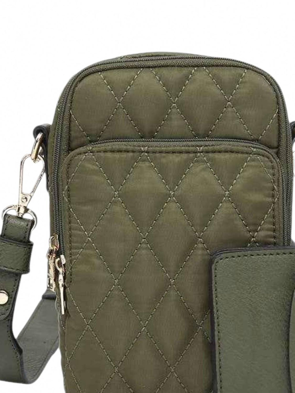 Women's Parker Quilted 3 Compartment Crossbody Bag With Pouch In Olive