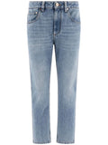 Brunello Cucinelli Women Denim Straight Pants With `Shiny` Bartack