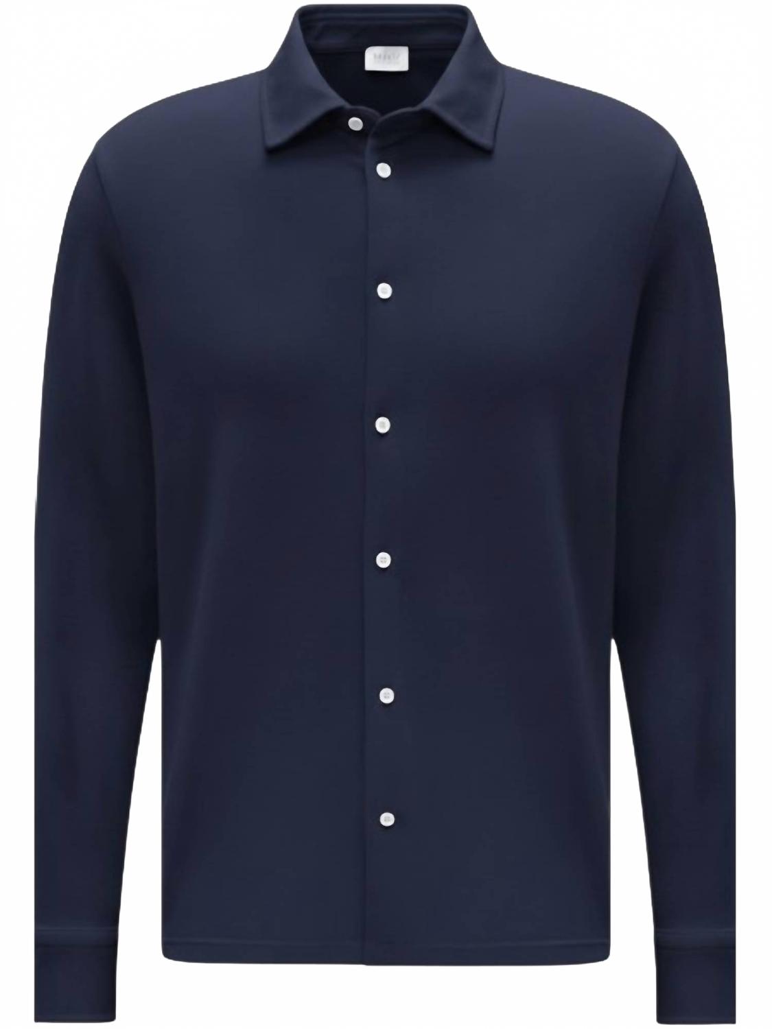 Men's Pique Long Sleeve Tee In Navy