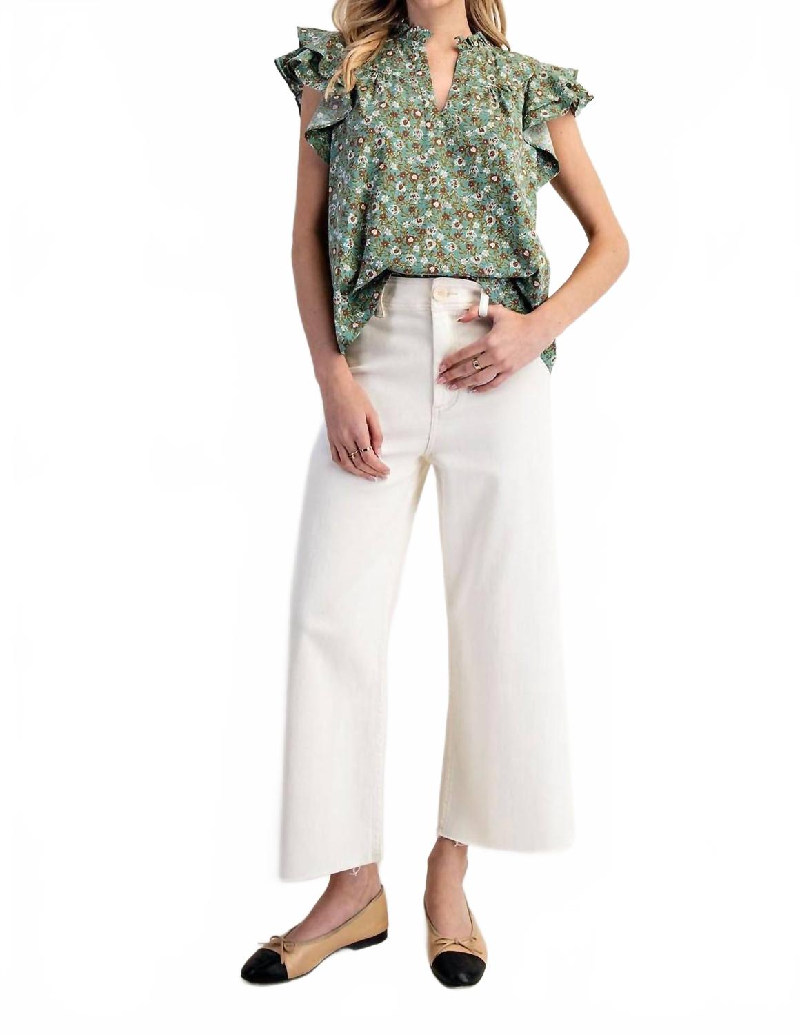 Beautiful Feelings Top In Mint Floral