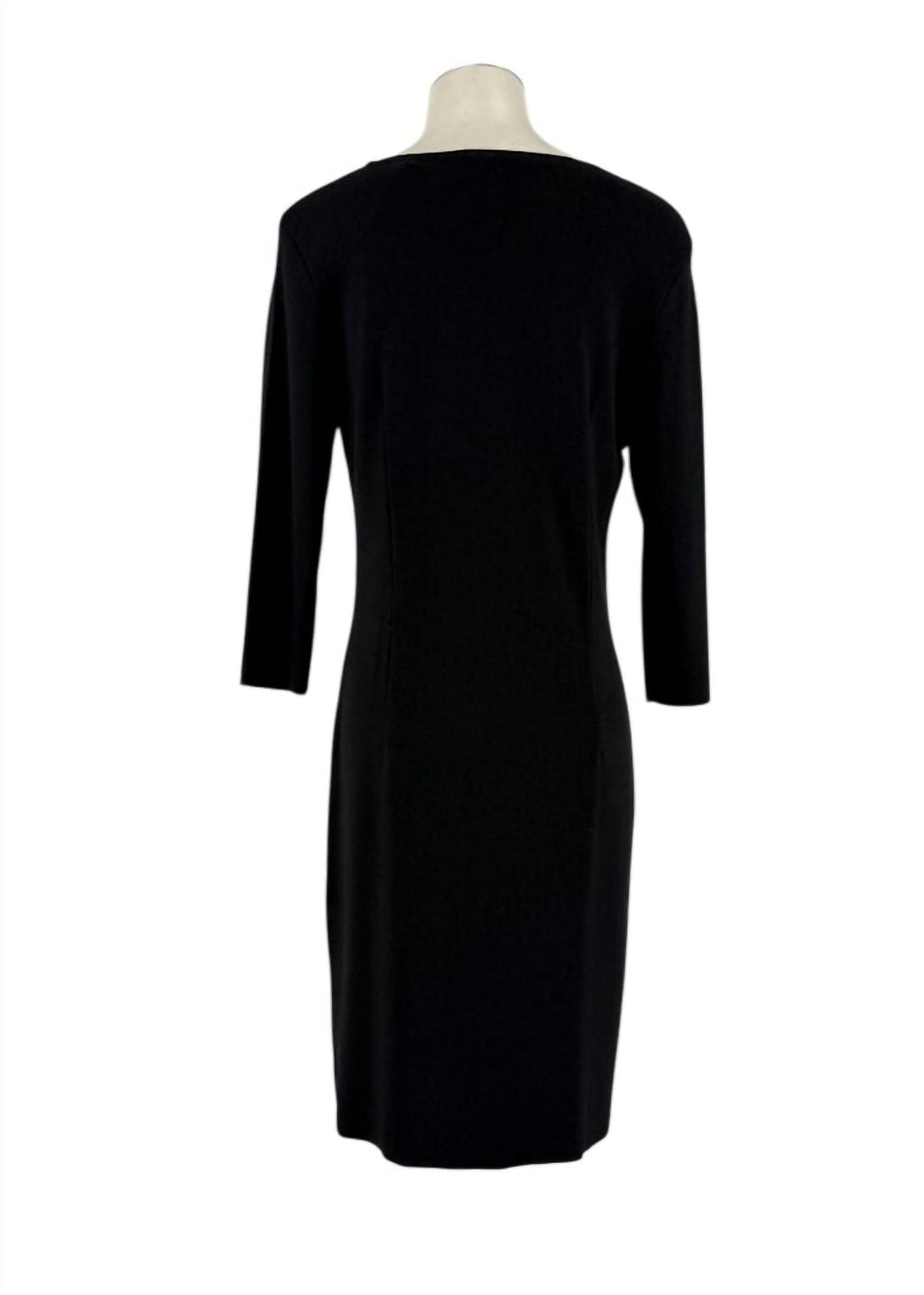 Vanessa Milano Knit Three Quarter Sleeves Sheath Midi Dress In Black