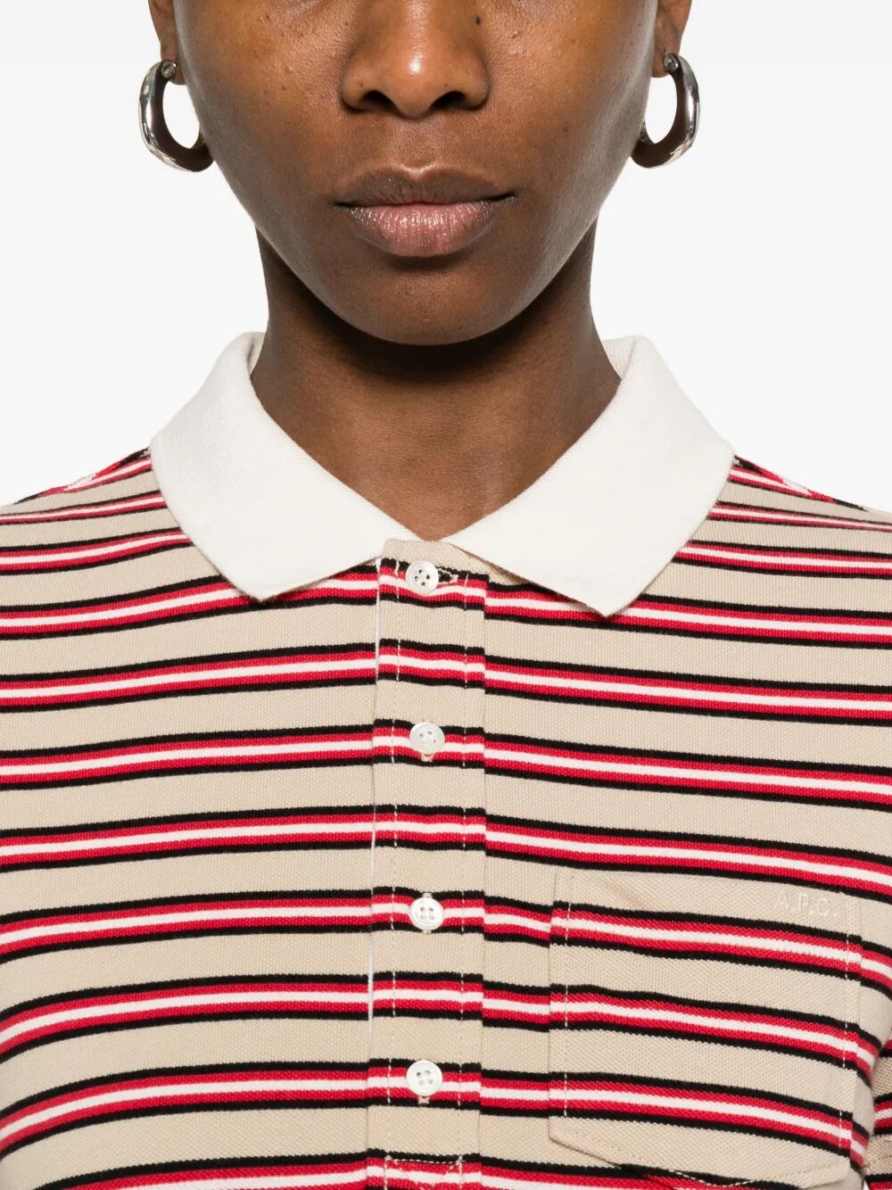 A.P.C. Women Raye Cotton Striped Polo Dress