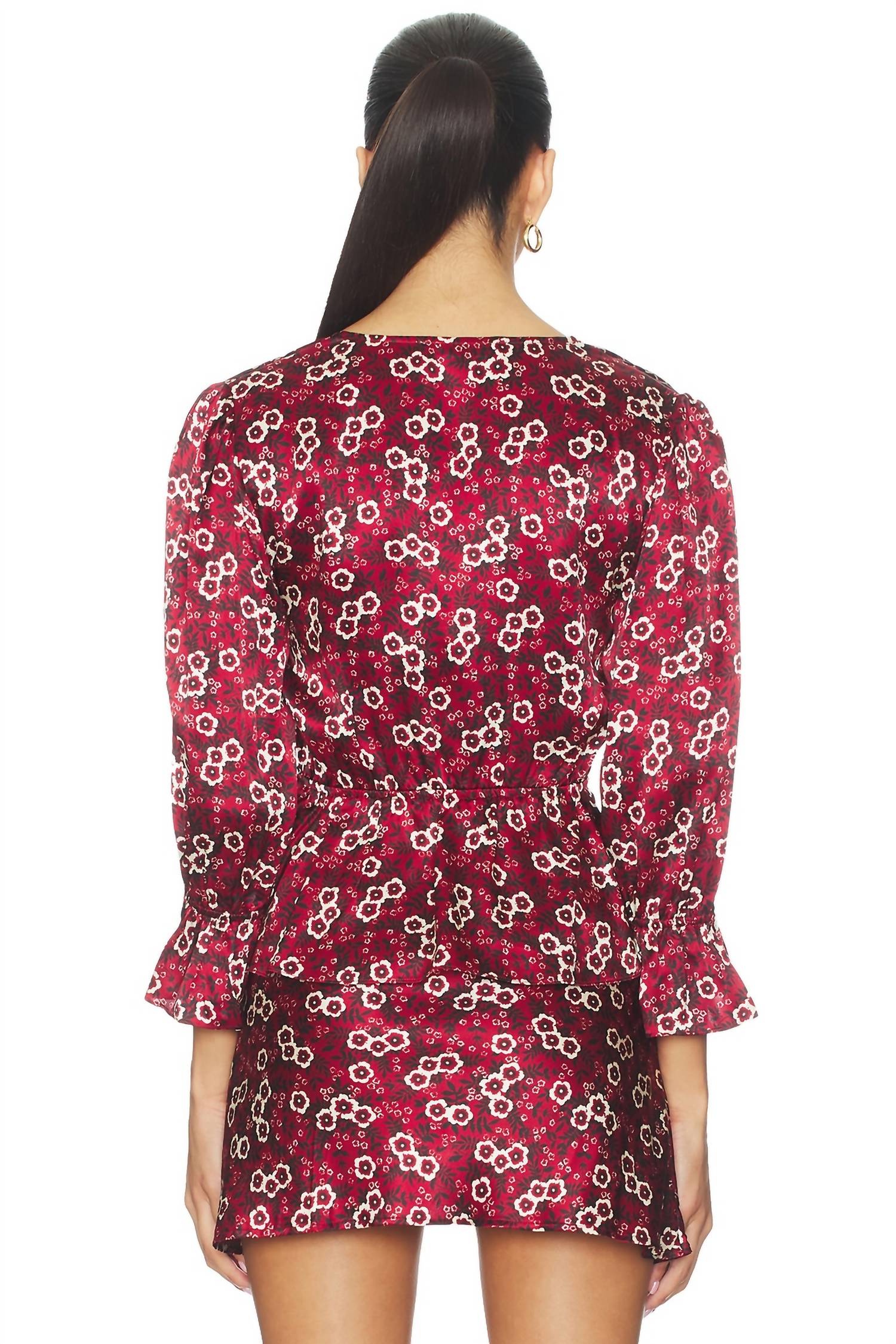 Renata V-Neck Top In Ruby