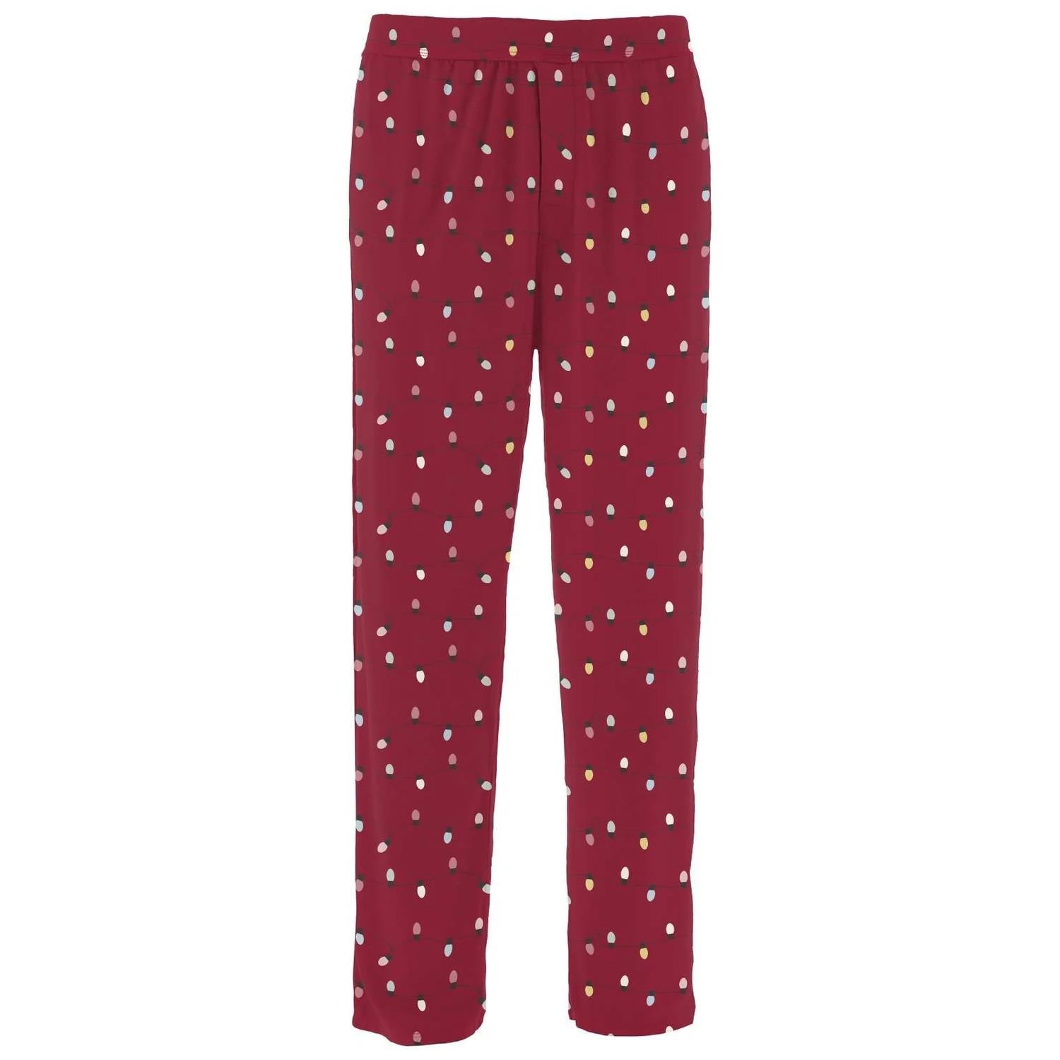 Men's Print Pj Pants In Crimson Holiday Lights