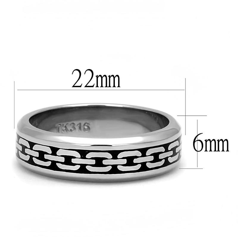 High polished (no plating) Stainless Steel Ring with Epoxy in Jet