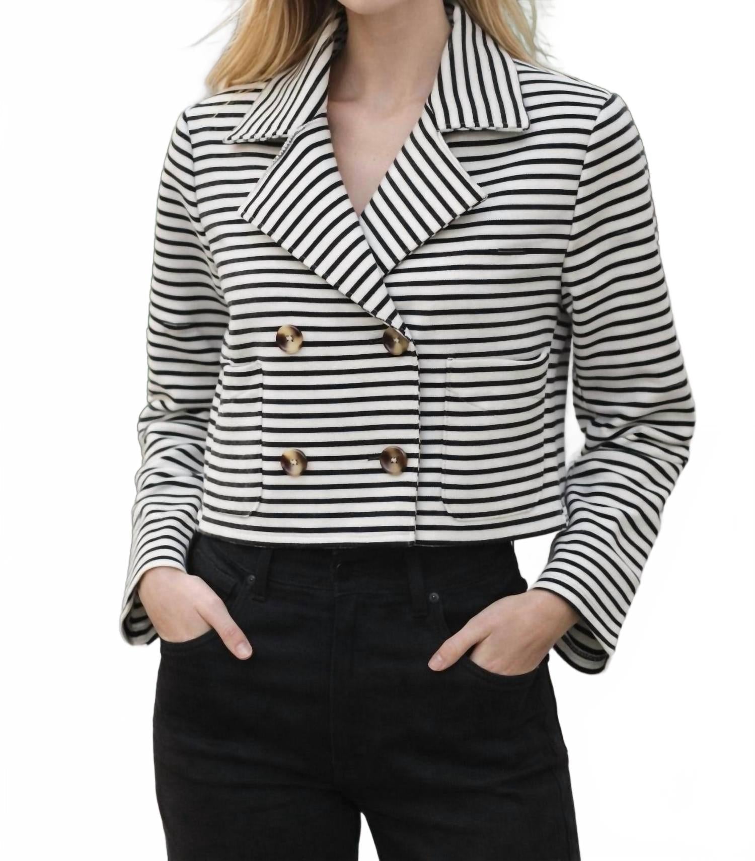 Knit Stripe Jacket In Black