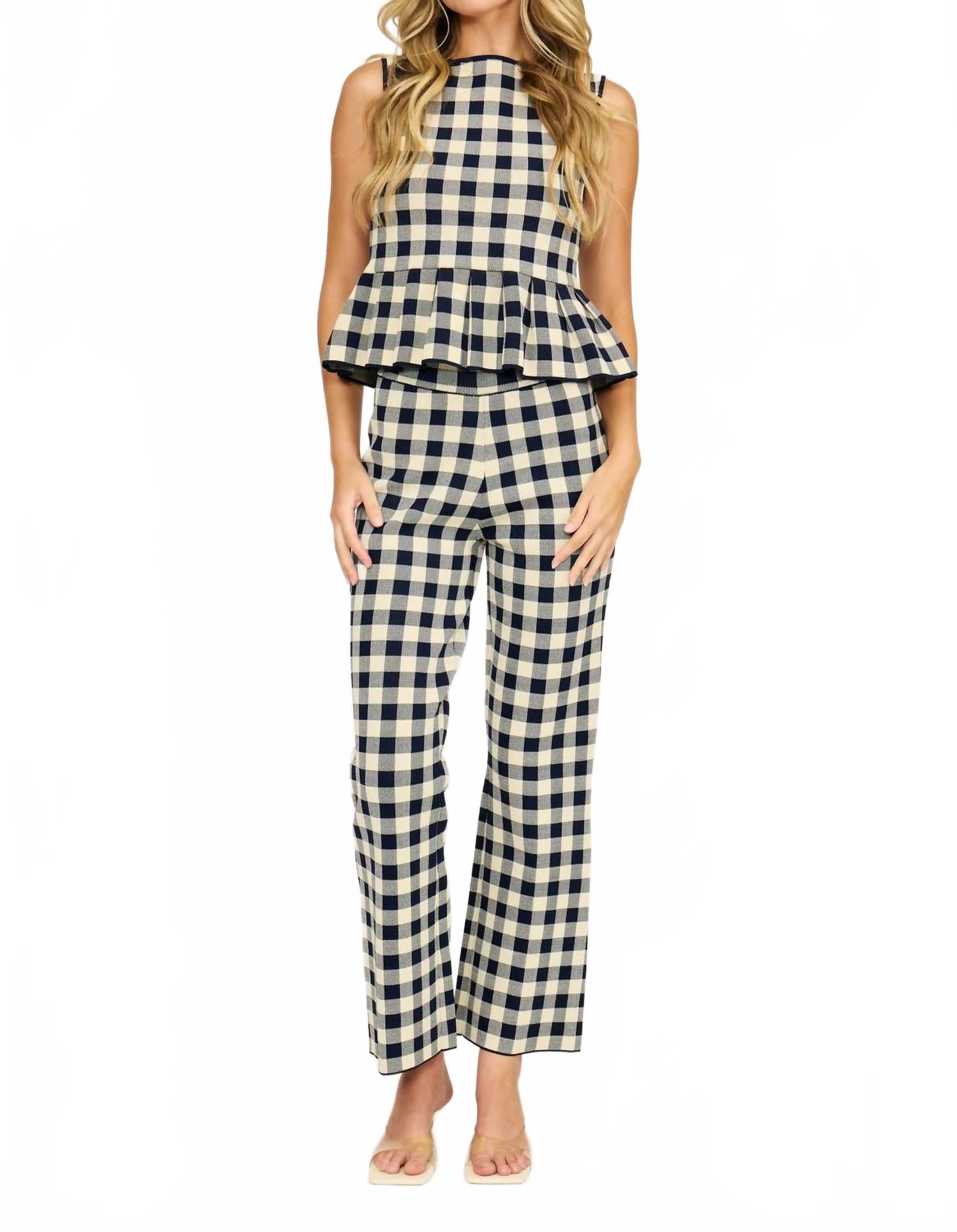 Monette Pant In Navy/cream