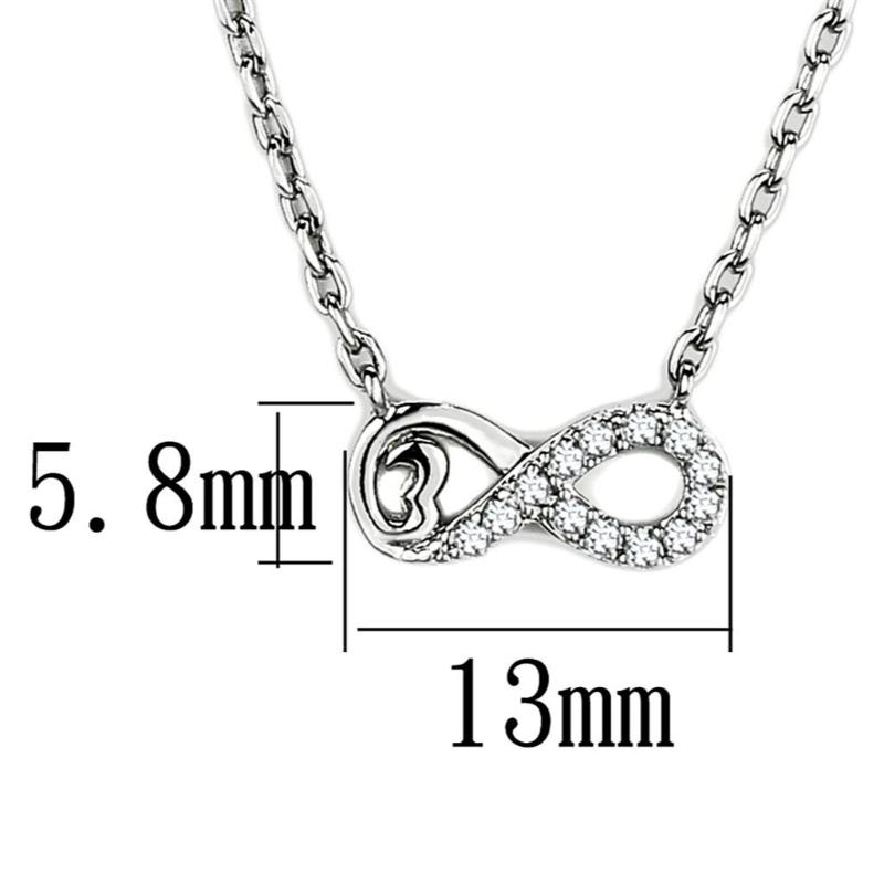 High polished (no plating) Stainless Steel Necklace with AAA Grade CZ in Clear