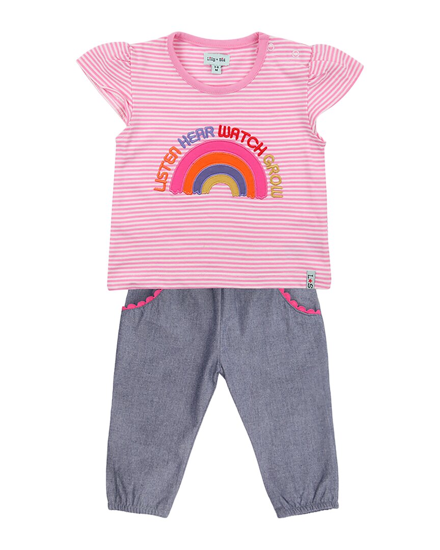 Lilly and Sid Rainbow Top & Chambray Trouser Set