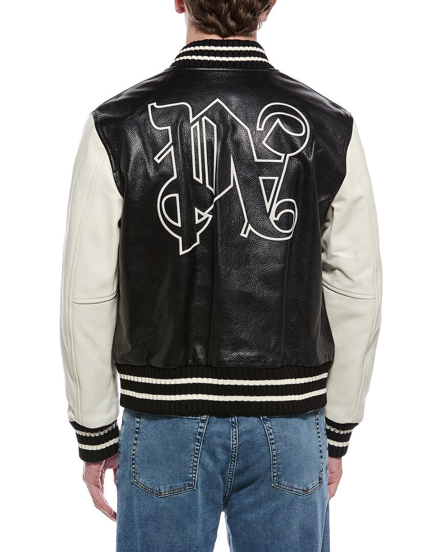 Palm Angels Leather Bomber Jacket