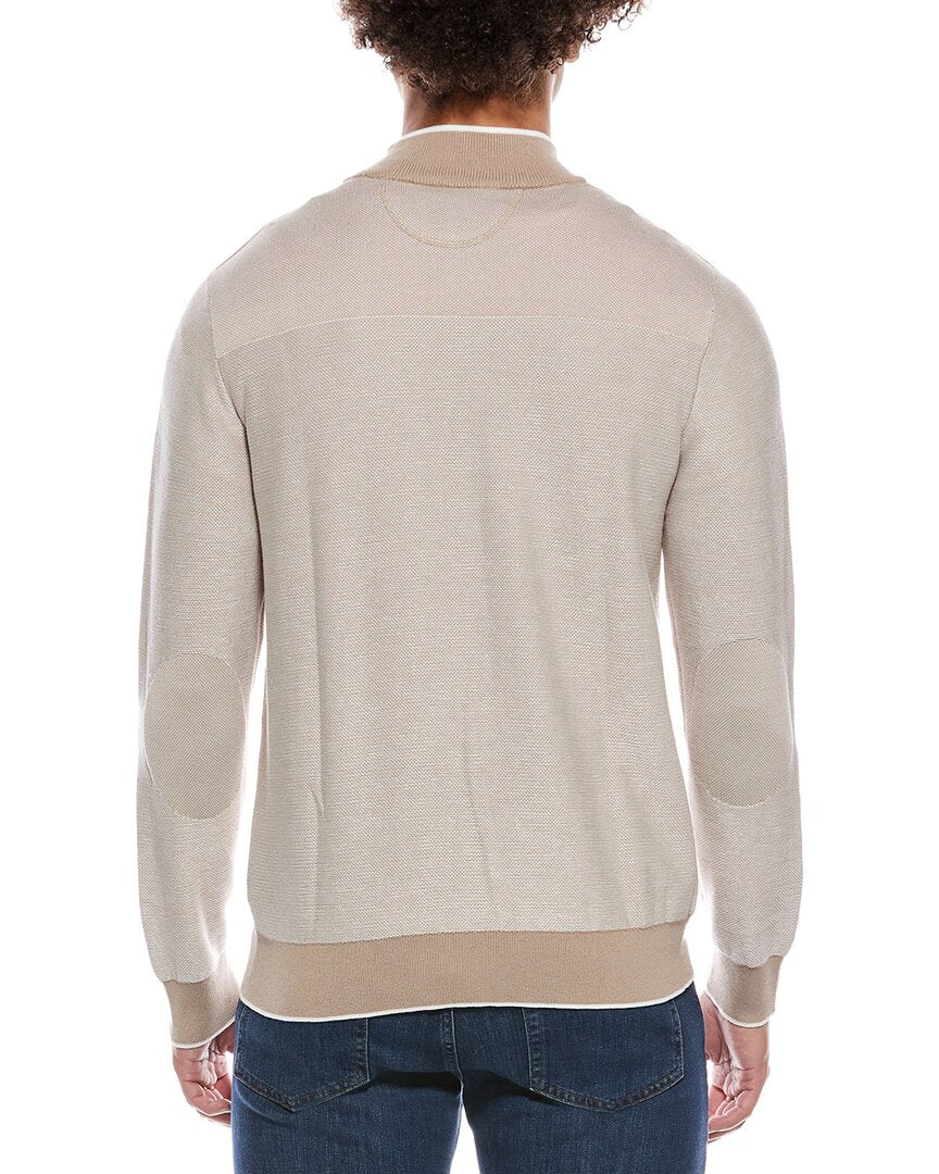 Raffi Links Stitch Zip Mock Neck Sweater