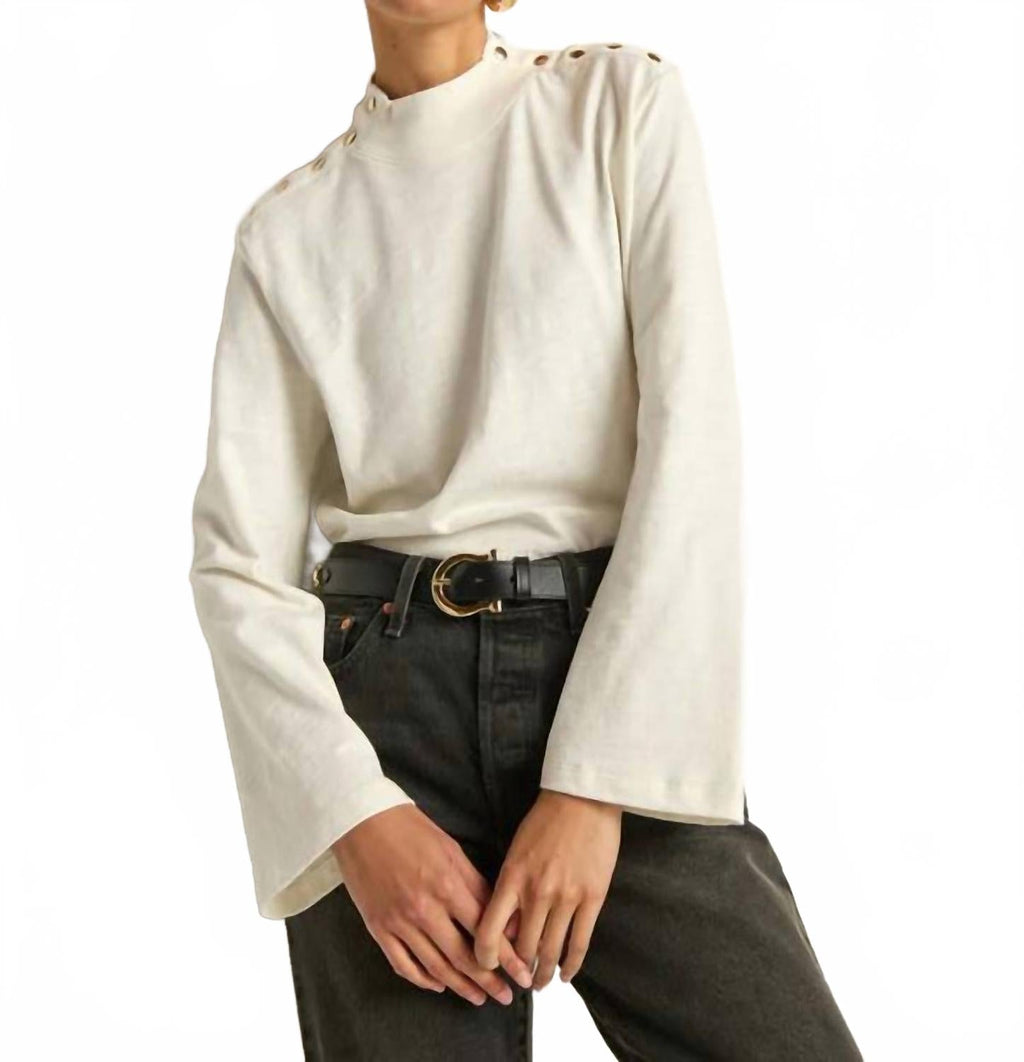 Neda Long Sleeve Top In Porcelain