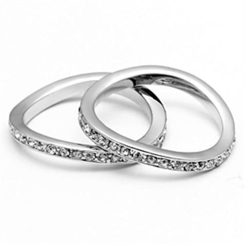 Rhodium Brass Ring with Top Grade Crystal in Clear