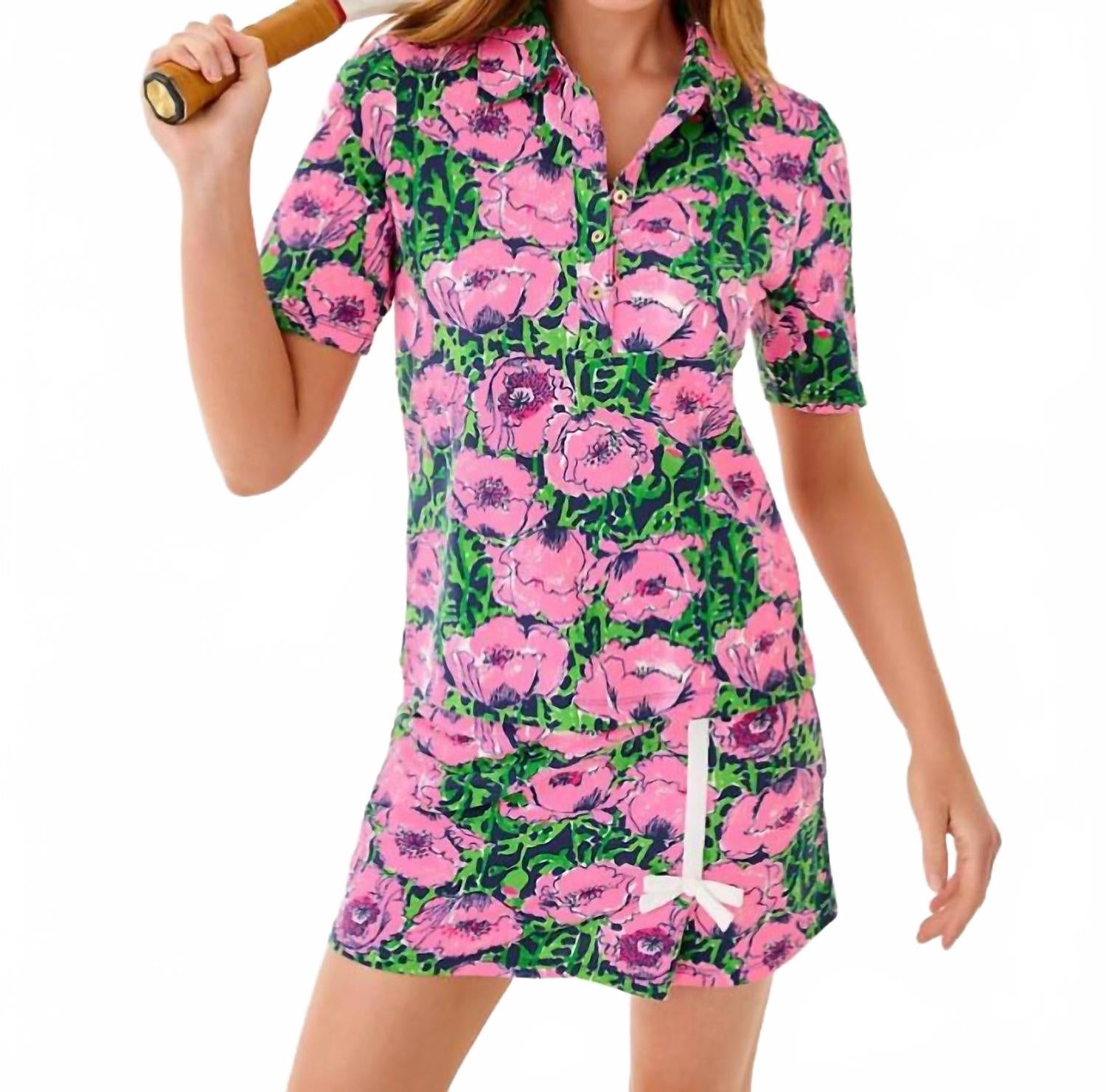 Via Flora Upf 50+ Polo Shirt In Low Tide Navy