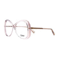Chloe Eyeglasses Butterfly Full Rim, Pink Transparent Frame And Clear Demo Lens Lens Ch0011O002
