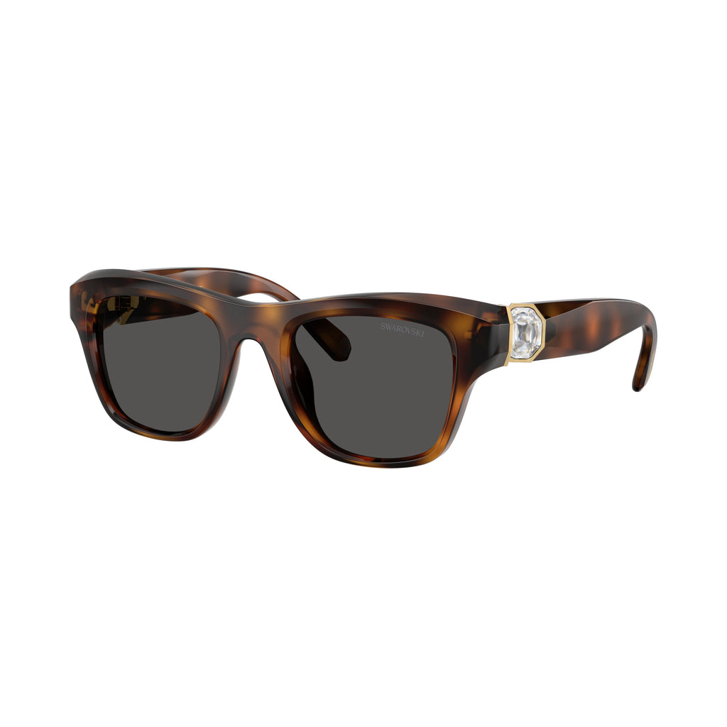 0Sk6056U Rectangular Tortoiseshell Sunglasses with Crystal Accents