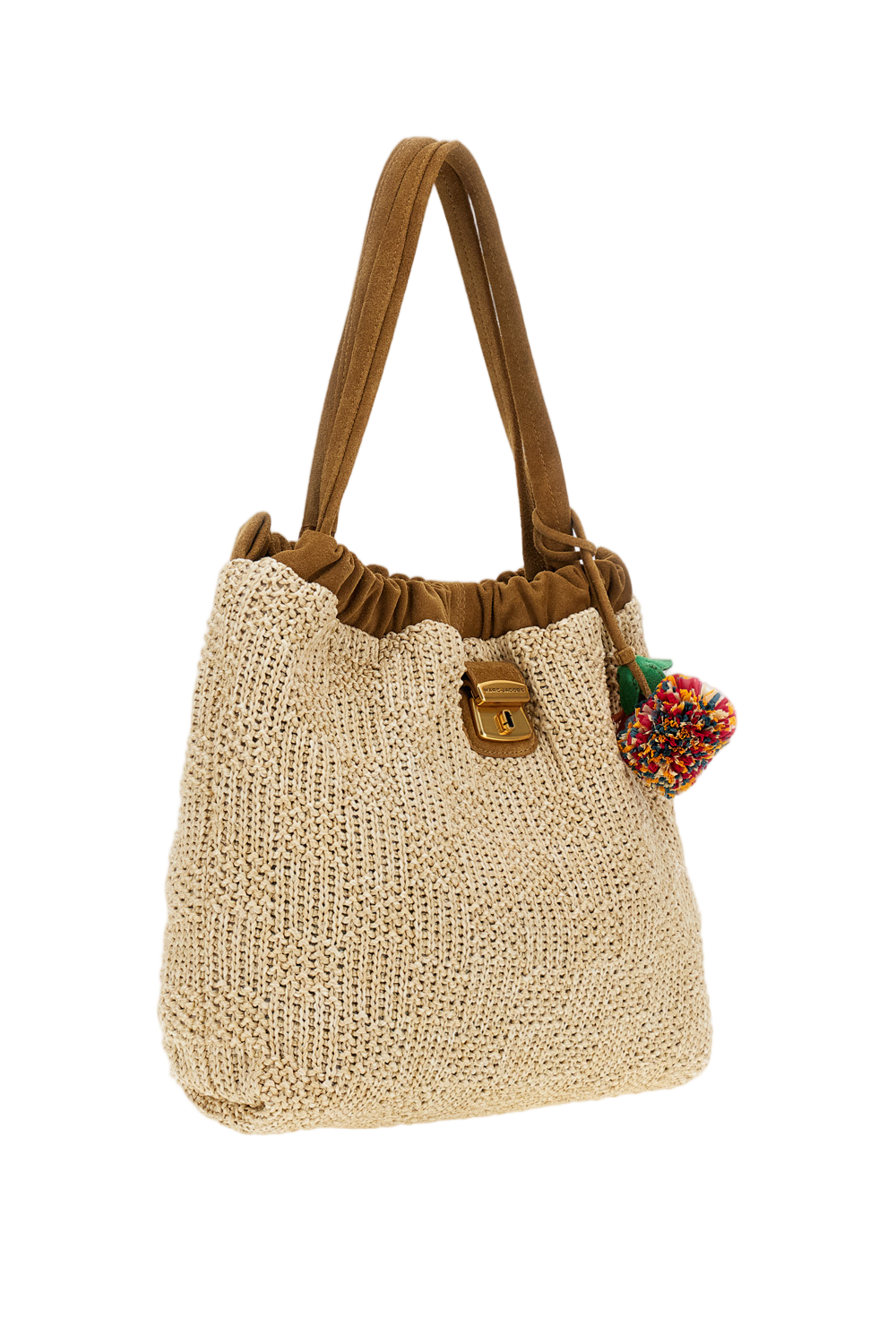 Beige Cristina Raffia Shoulder Bag