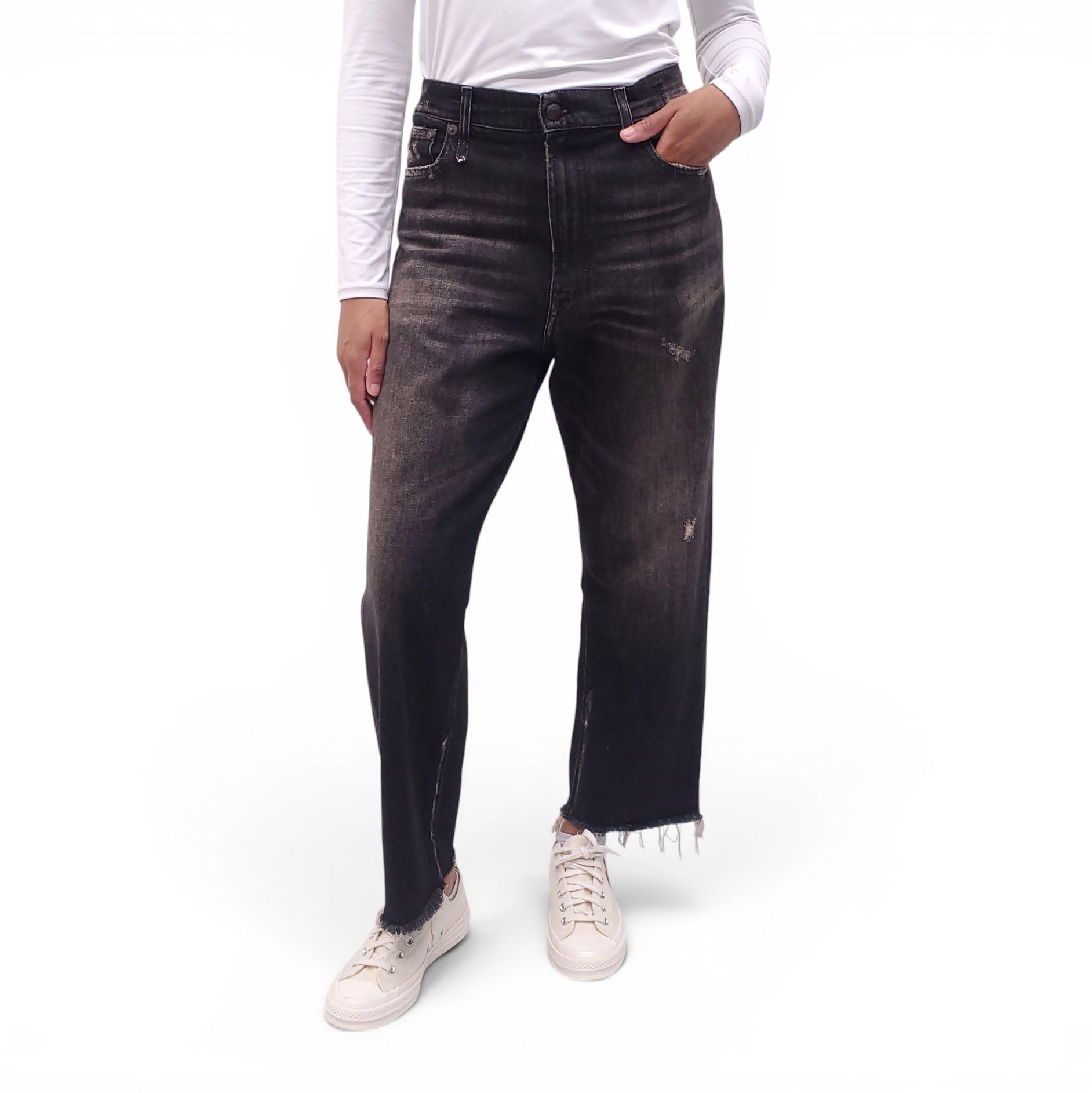 R13 DARK GREY 'BOYFRIEND' JEANS - SIZE 31