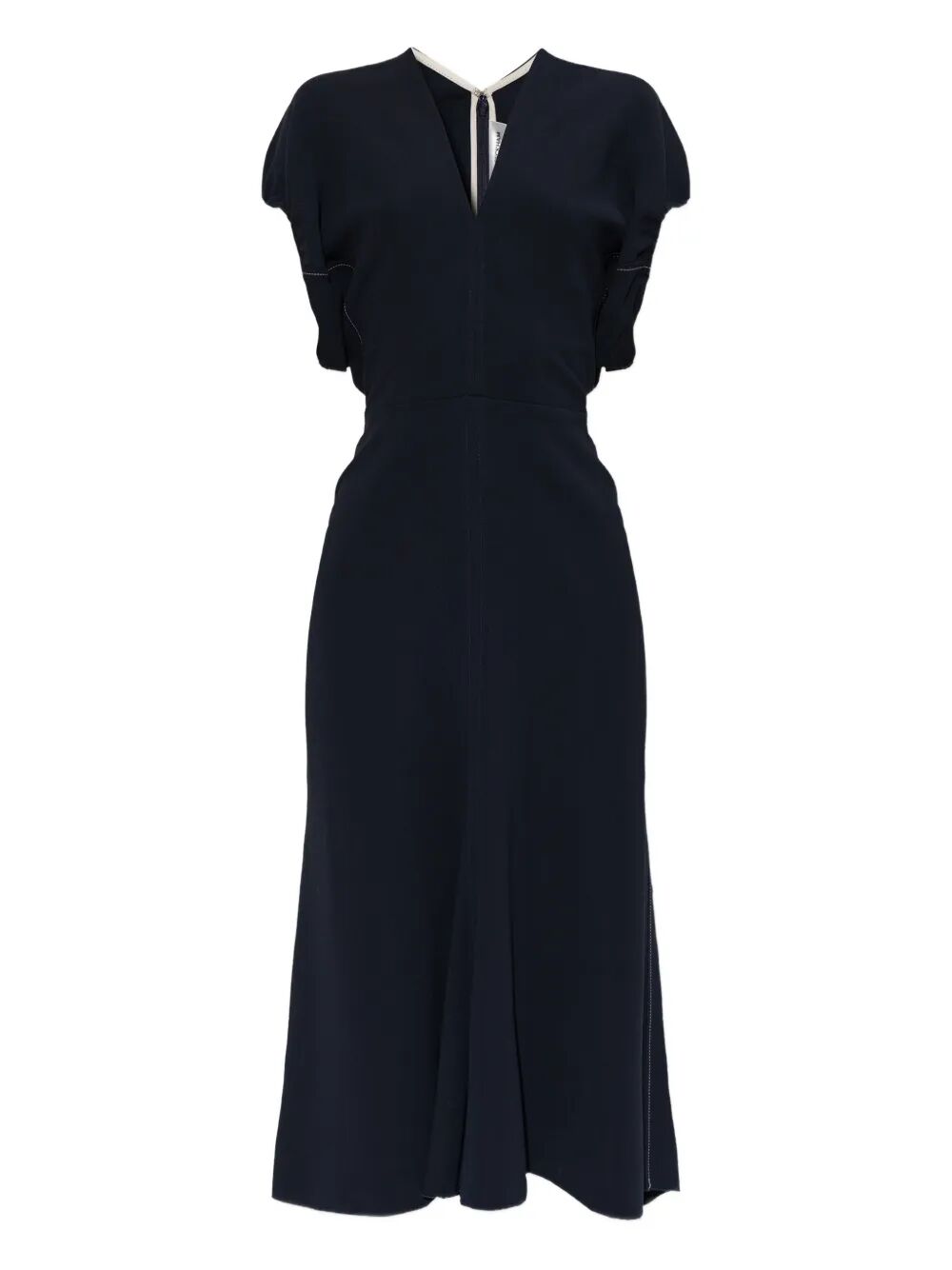 Victoria Beckham Women Blouson Detail V-Neck Midi Dress