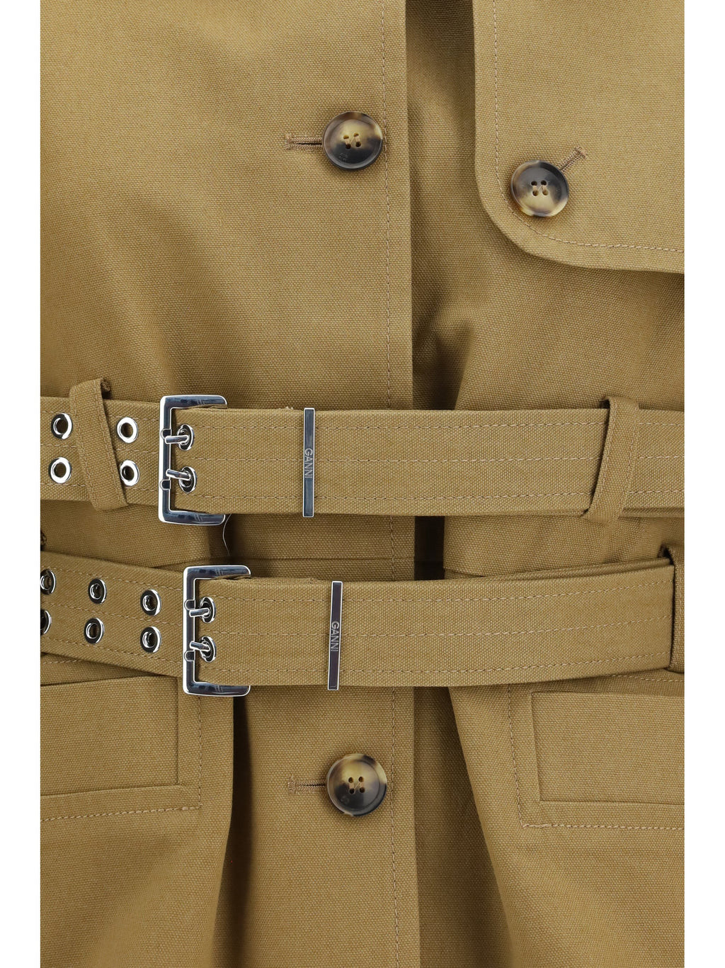 Ganni Women Canvas Jacket With Double Belt