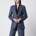 Victoria Beckham Katherine Single-Breasted Jacket In Blue Melange Wool Blend Women