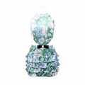 SHUSHU/TONG GREEN AND BLUE FLORAL CUT OUT HALTER RUFFLED DRESS