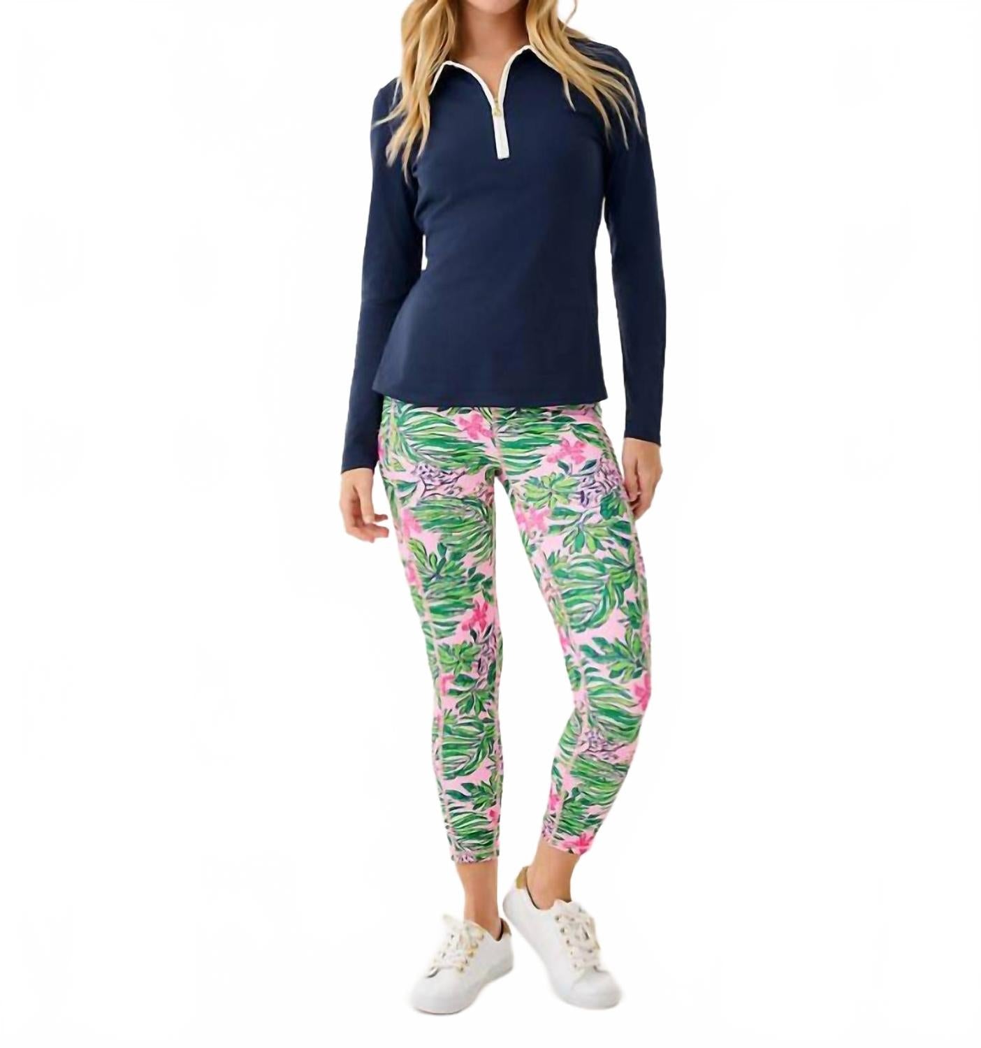 Weekender High Rise Midi Legging In Conch Shell Pink Cross Grain Roaring With Joy
