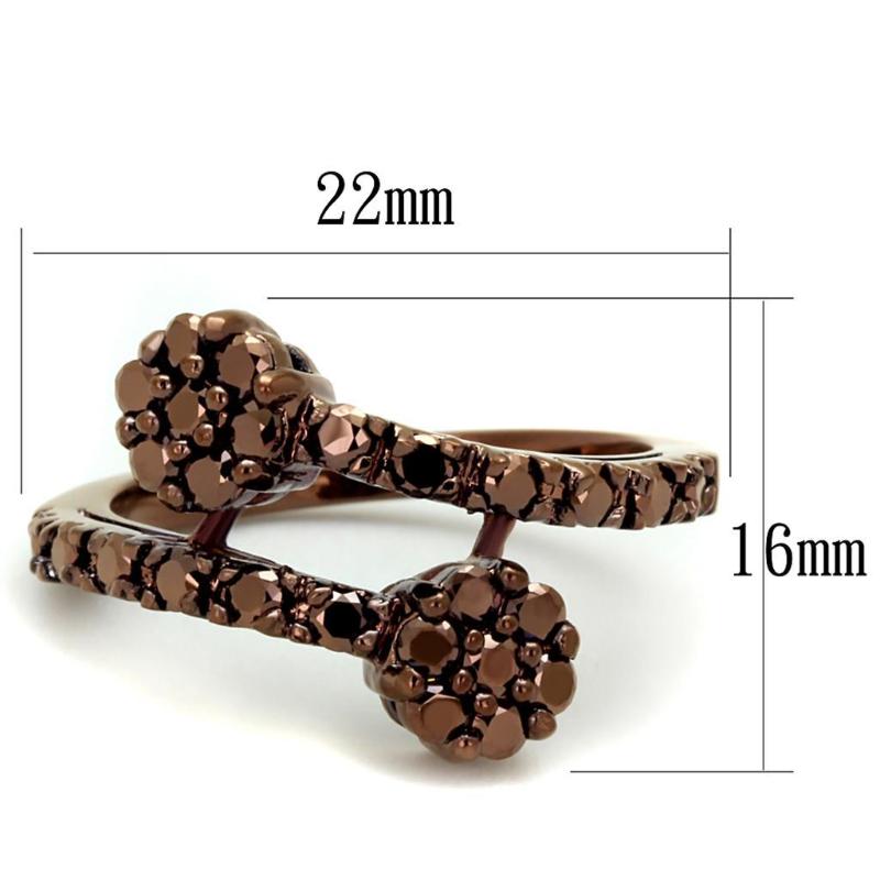 IP Coffee light Brass Ring with AAA Grade CZ in Light Coffee