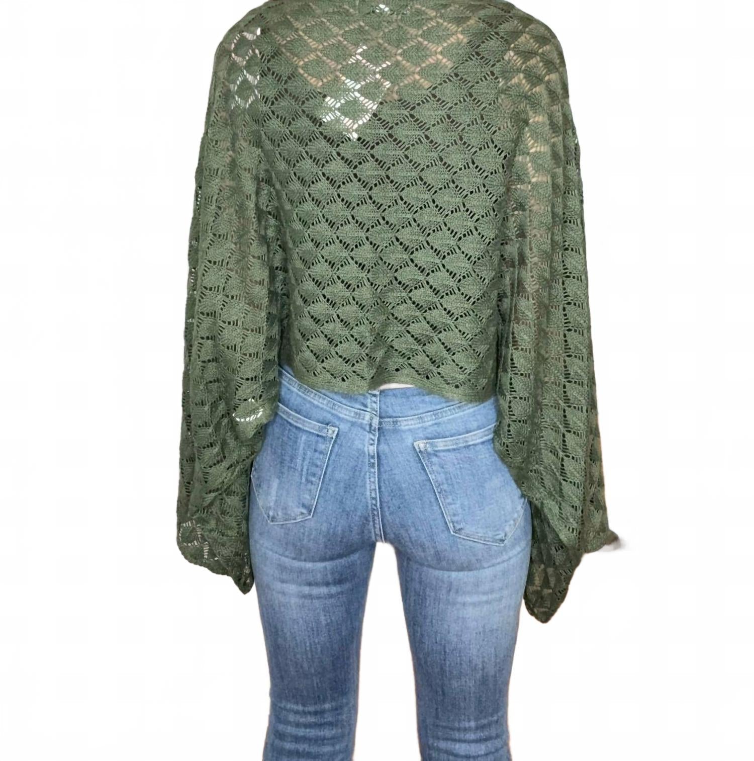 Free Spirit Bell Sleeve Top In Olive