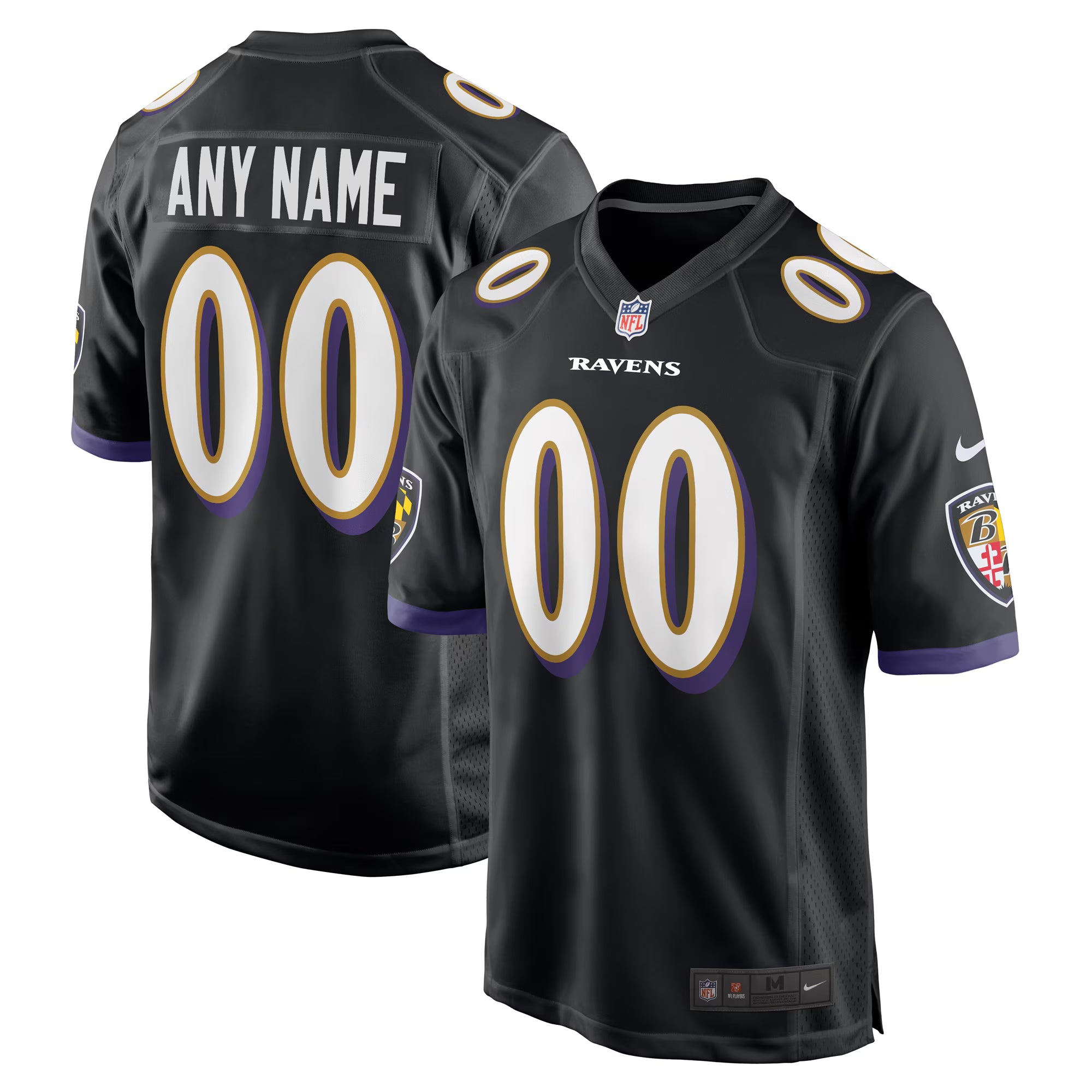 Baltimore Ravens Black Alternate Custom Game Jersey