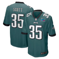 Men's Philadelphia Eagles Boston Scott #35 Midnight Green Super Bowl LVII Patch Game Jersey1