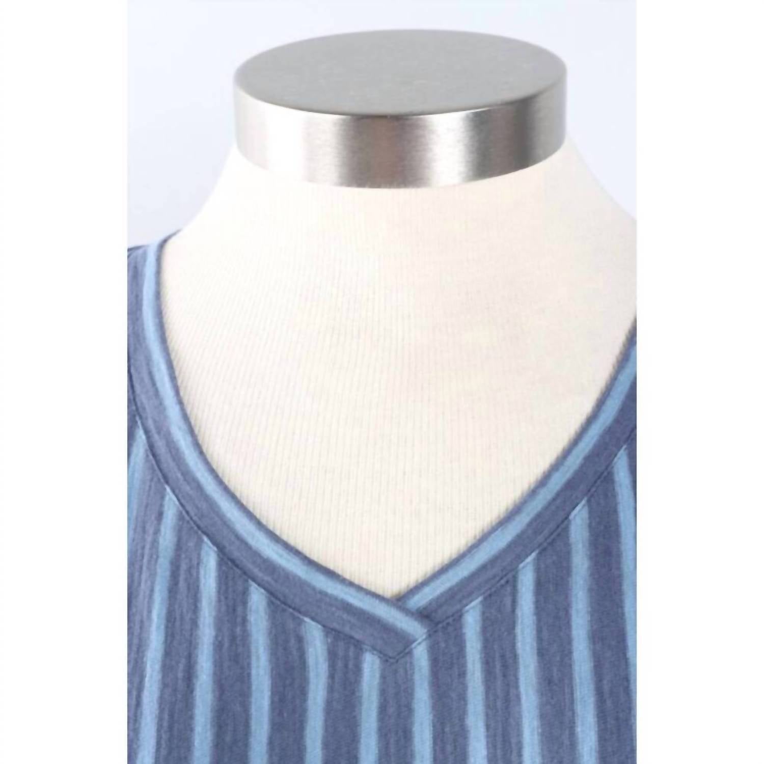 Santa Barbara Stripe Easy V Tee In Denim