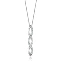 Rhodium Brass Chain Pendant with AAA Grade CZ in Clear