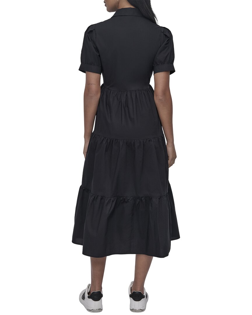 DKNY Button Front Poplin Tiered Dress