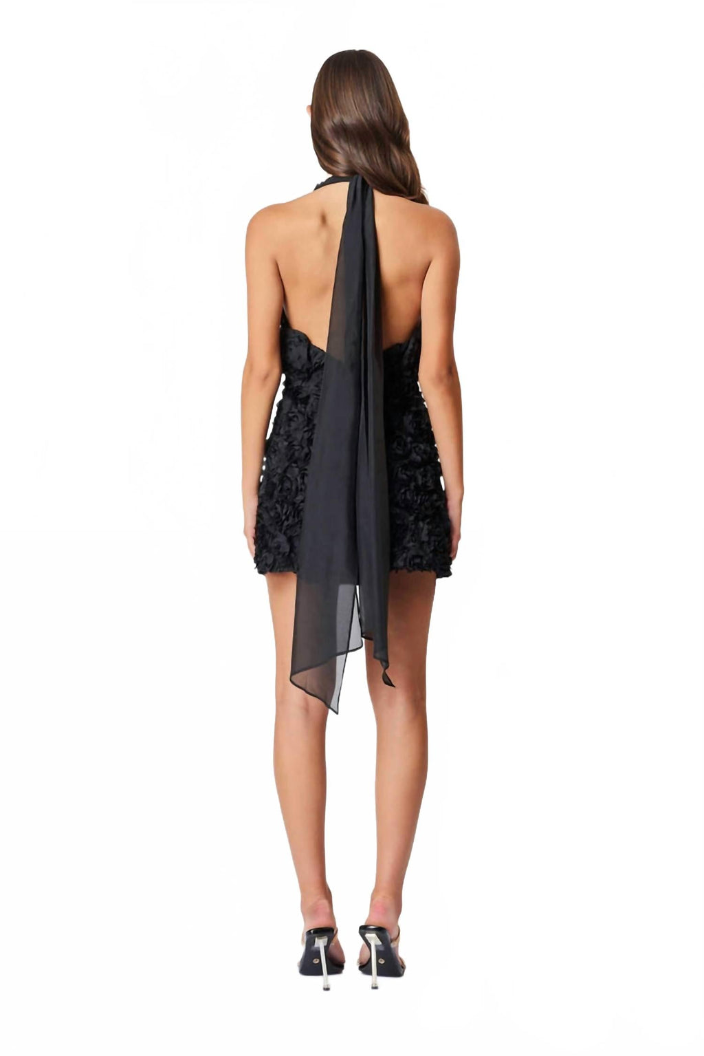 Megan Halter Neck Mini Dress In Black