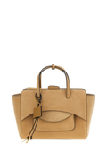 Light Brown Flap M Suede Shoulder Bag