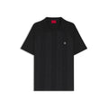 Johnny-collar polo shirt with broderie stripes
