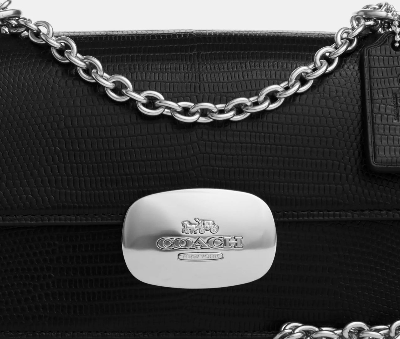 NWT Coach Leather Eliza Flap Crossbody  Bag In Silver/Black