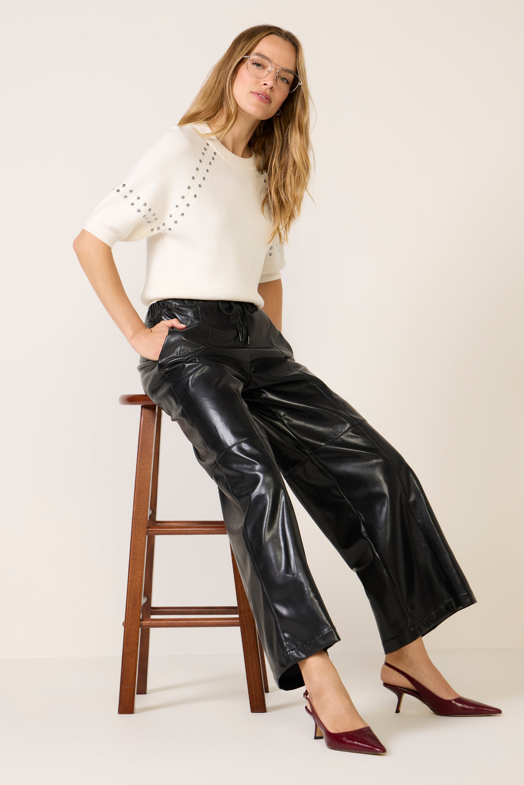 Women's Jordan Faux Leather Wide Leg Pants
