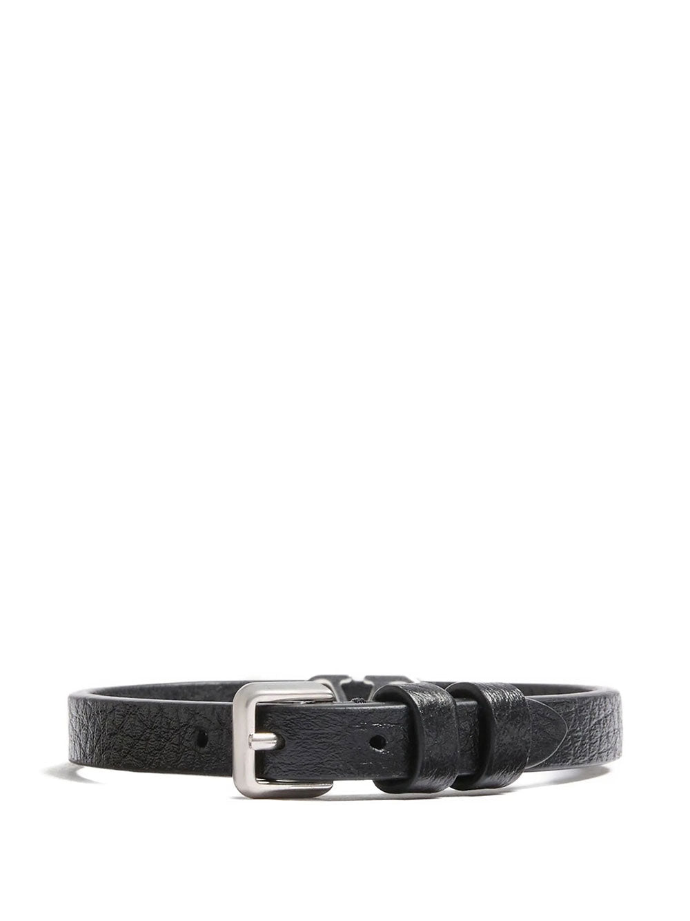 Valentino Garavani Men Vlogo Signature Grainy Leather Bracelet